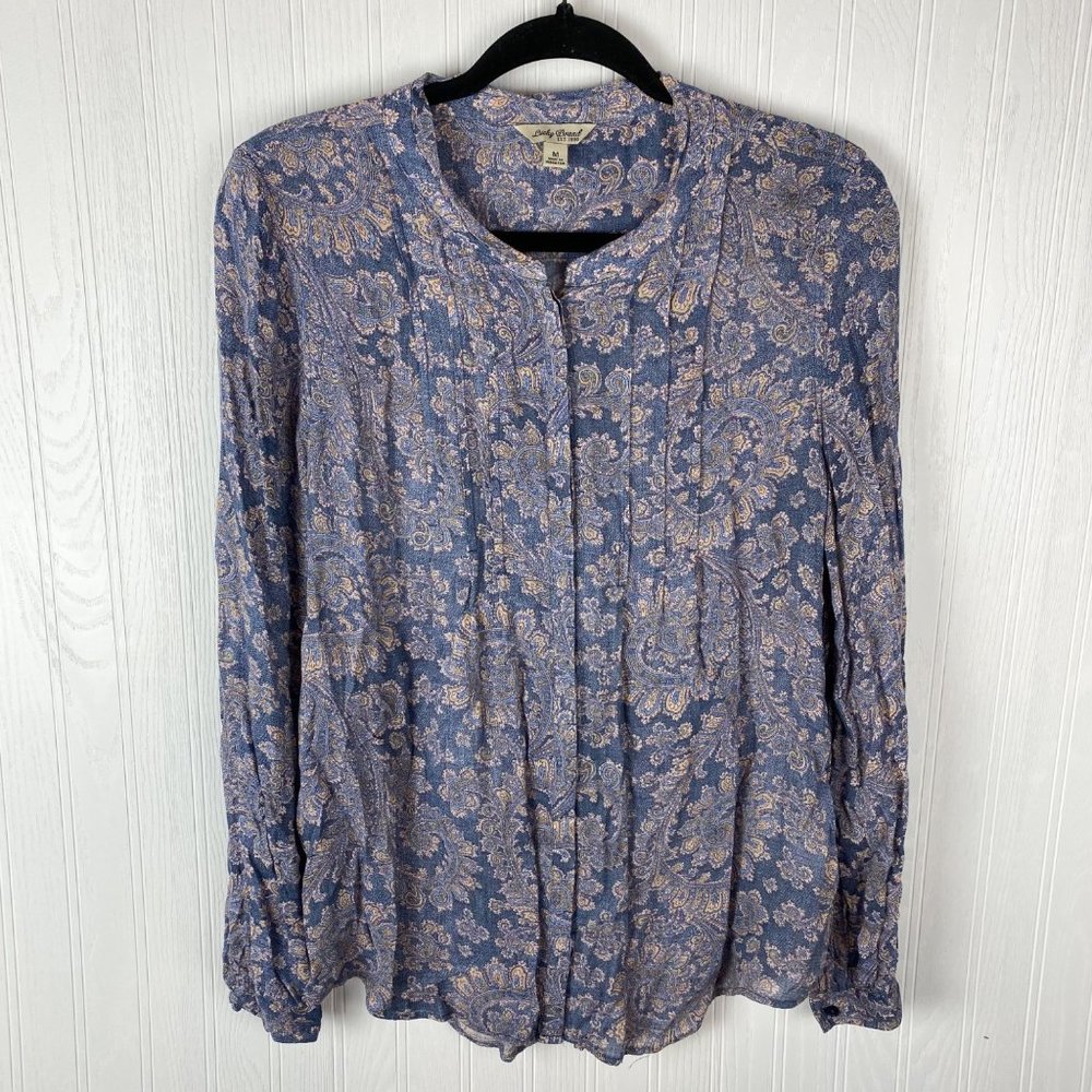 Lucky Brand Blue Paisley Blouse Size Medium‎